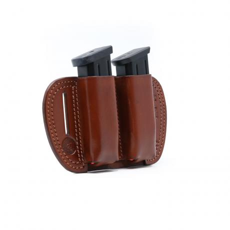 LB-MAG-P10 2ZP BROWN OUT - Vnější kožené pouzdro na 2 zásobníky CZ P-10 C a dvěma průvleky - hnědé